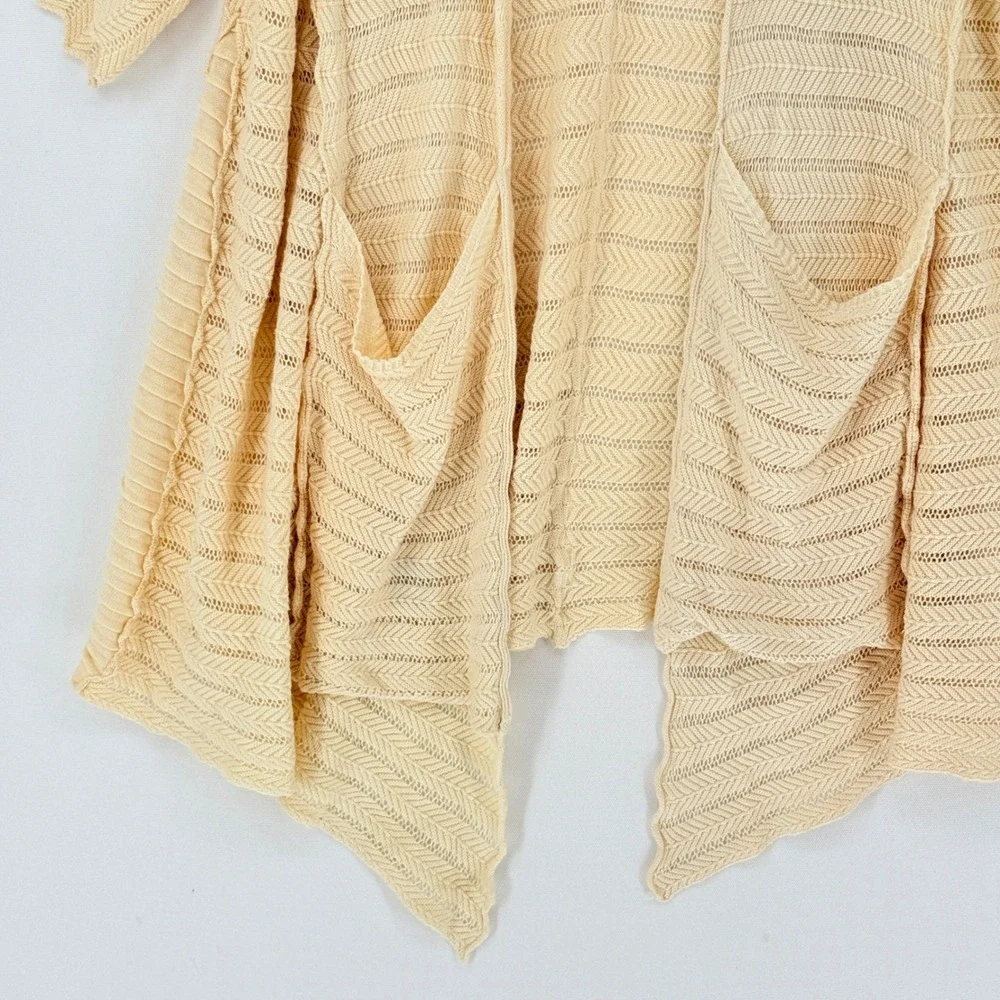 Anthropologie Guinevere Cardigan Women Medium Cream Pointelle Bohemian Cottage